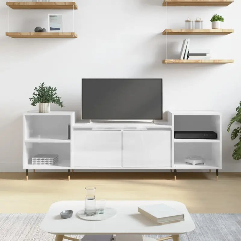 Tv-meubel van bewerkt hout met trendy en praktische uitstraling - Hoogglans wit / 1 - Tv-meubels