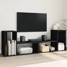 Tv-meubel van bewerkt hout met veel opbergruimte voor woon- of slaapkamer - Zwart / 1 / 75 cm - Tv-meubels