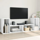 Tv-meubel van bewerkt hout met veel opbergruimte voor woon- of slaapkamer - Wit / 1 / 75 cm - Tv-meubels