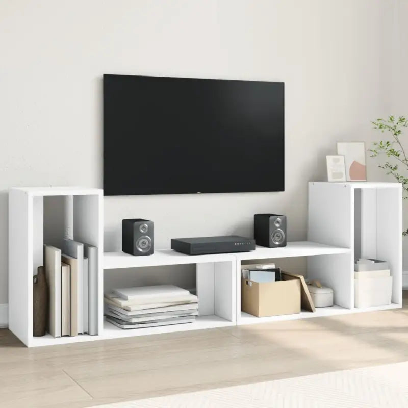 Tv-meubel van bewerkt hout met veel opbergruimte voor woon- of slaapkamer - Wit / 1 / 75 cm - Tv-meubels