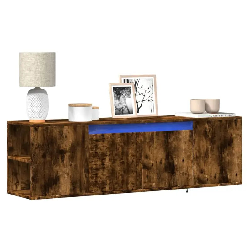Tv-meubel van bewerkt hout voor een stabiele en duurzame woonkameract - Gerookt eiken / 1 / 135 cm - Tv-meubels