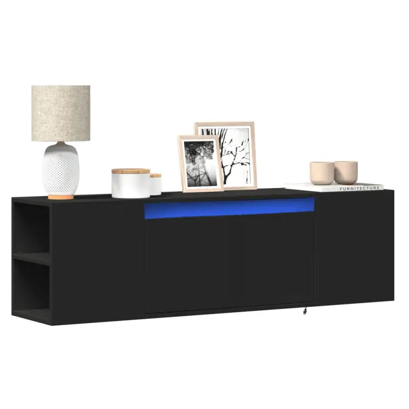 Tv-meubel van bewerkt hout voor een stabiele en duurzame woonkameract - Zwart / 1 / 135 cm - Tv-meubels
