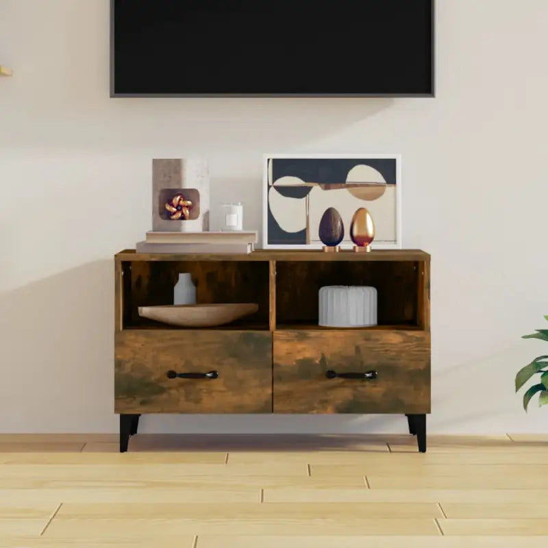Tv-meubel van bewerkt hout voor een stijlvolle woonkamer sfeer - Gerookt eiken / 1 - Tv-meubels
