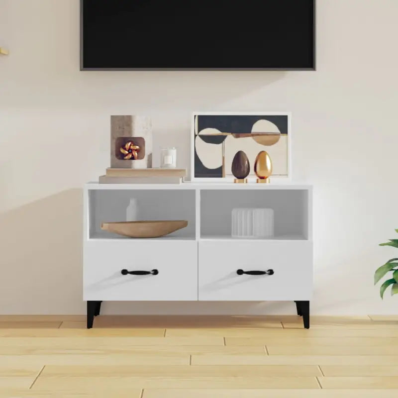 Tv-meubel van bewerkt hout voor een stijlvolle woonkamer sfeer - Wit / 1 - Tv-meubels