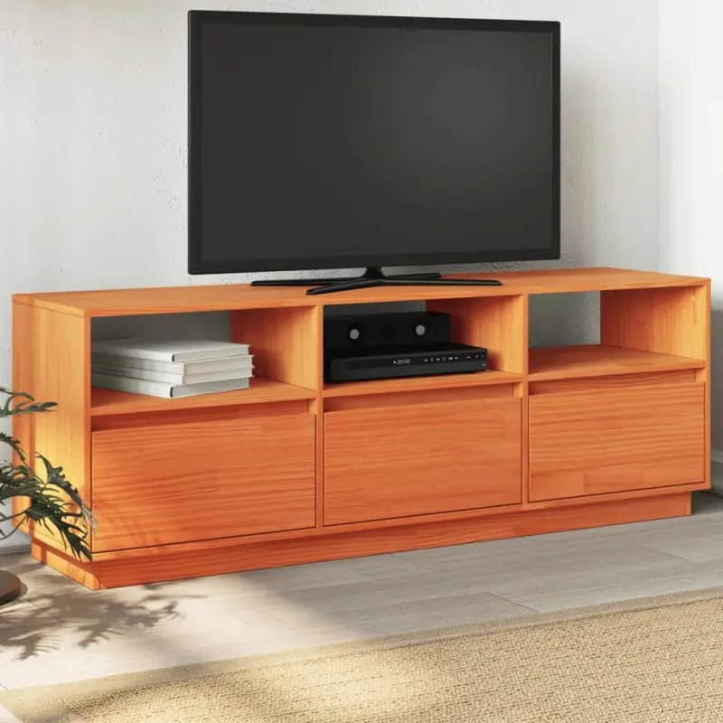 Tv-meubel van massief grenenhout met zweefpoten voor in je woonkamer - Wasbruin / 1 - Tv-meubels