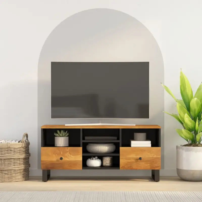 Tv-meubel van massief mangohout en bewerkt hout met trendy design - Honingbruin / 1 - Tv-meubels