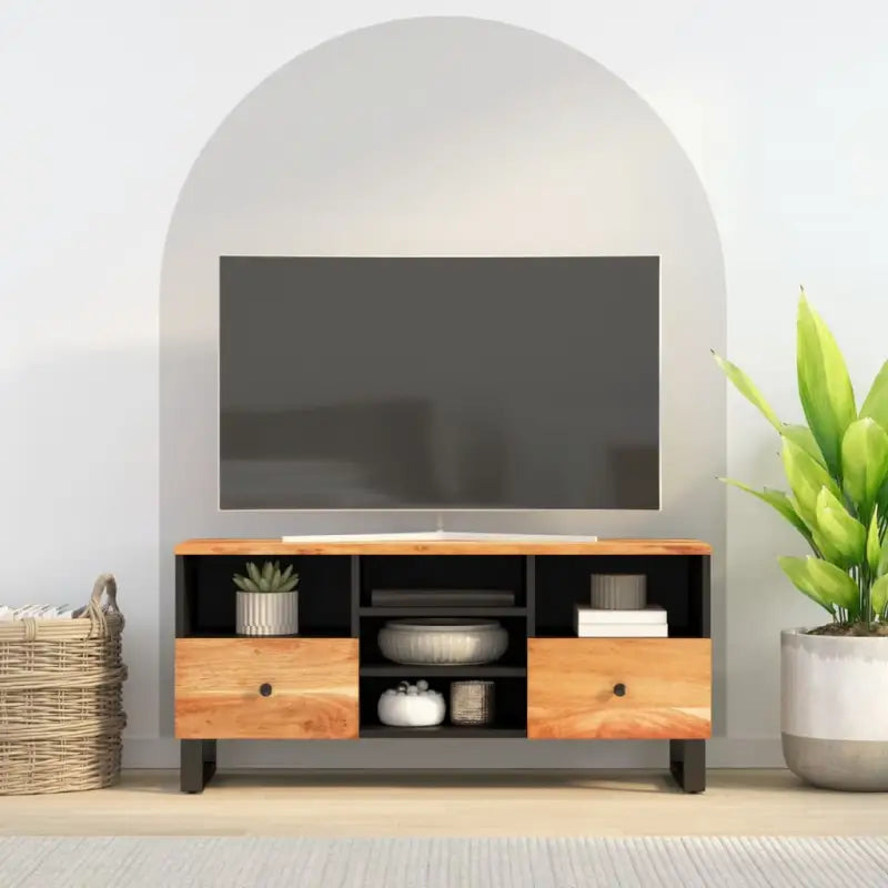 Tv-meubel van massief mangohout en bewerkt hout met trendy design - Lichtbruin / 1 - Tv-meubels