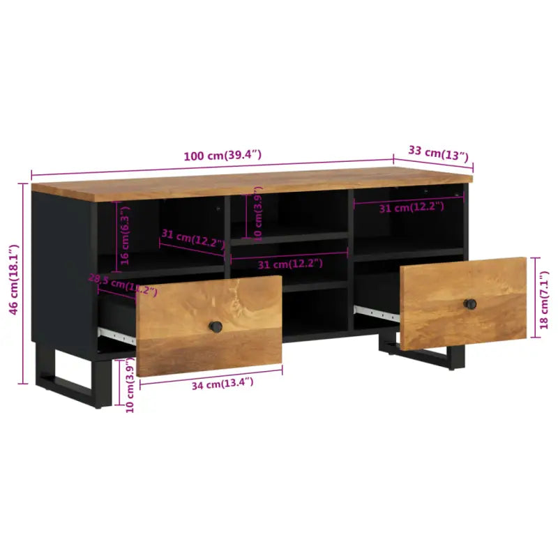Tv-meubel van massief mangohout en bewerkt hout met trendy design - Tv-meubels