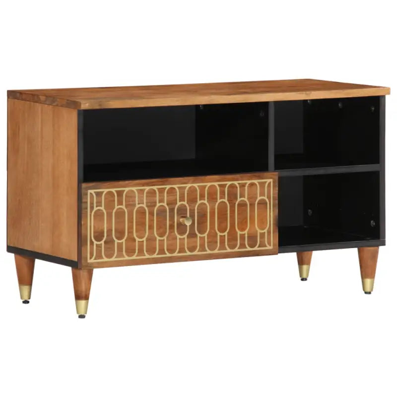 Tv-meubel van massief mangohout met houten poten voor een trendy uitstraling - Honingbruin / 1 - Tv-meubels