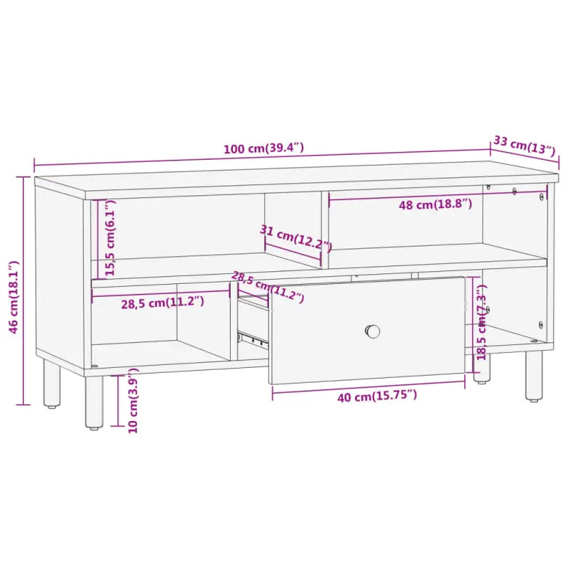 Tv-meubel van massief mangohout met trendy en stevig design - Tv-meubels