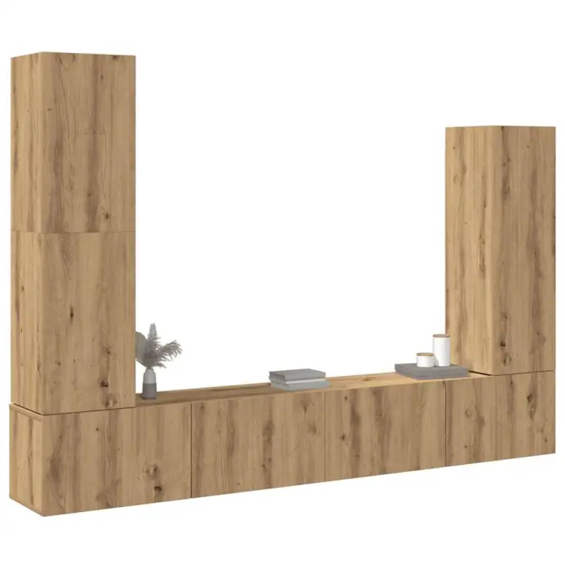 Tv-meubels in grijs sonoma met bewerkt hout voor een klassiek accent - artisanaal eikenkleurig / 4 / 100 cm - Tv-meubels