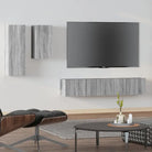 Tv-meubels in grijs sonoma met bewerkt hout voor een klassiek accent - Tv-meubels
