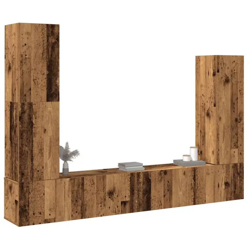 Tv-meubels in grijs sonoma met bewerkt hout voor een klassiek accent - Oud hout / 4 / 100 cm - Tv-meubels