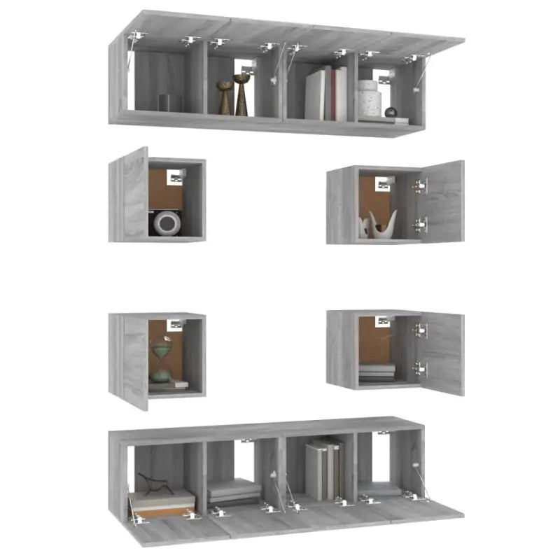 Tv-meubels in grijs sonoma met bewerkt hout voor een stijlvolle woonkamer - Tv-meubels