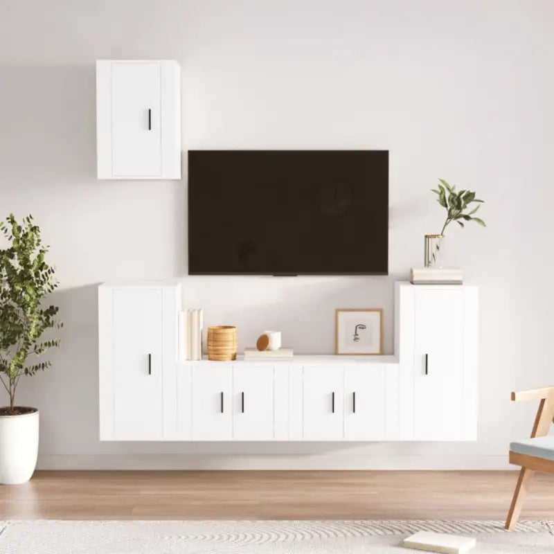 Tv-meubels in grijs sonoma met bewerkt hout voor een stijlvolle woonkamer - Wit / 5 - Tv-meubels