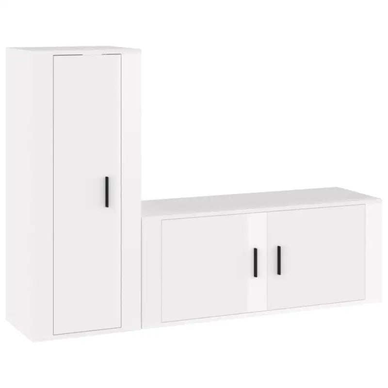 Tv-meubels in hoogglans wit met bewerkt hout voor een klassiek interieur - Hoogglans wit / 2 - Tv-meubels