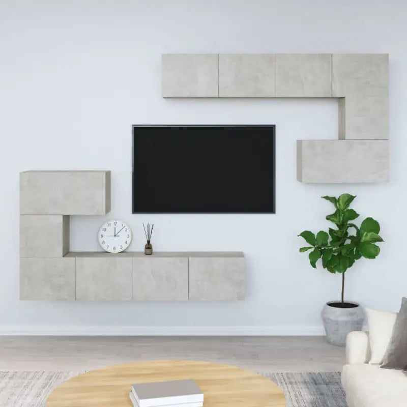 Tv-meubels met bewerkt hout die gemakkelijk schoon te maken - Betongrijs / 1 / 80 cm - Tv-meubels