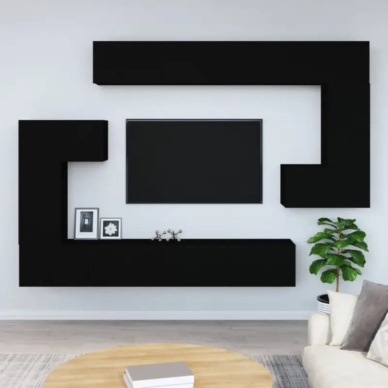 Tv-meubels met bewerkt hout die gemakkelijk schoon te maken - Zwart / 1 / 100 cm - Tv-meubels
