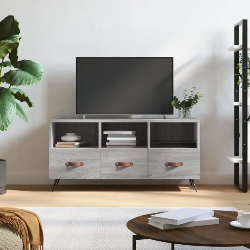 Tv-meubels met bewerkt hout en ijzeren poten voor een trendy uitstraling - Grijs sonoma / 1 - Tv-meubels