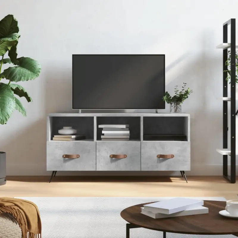 Tv-meubels met bewerkt hout en ijzeren poten voor een trendy uitstraling - Betongrijs / 1 - Tv-meubels