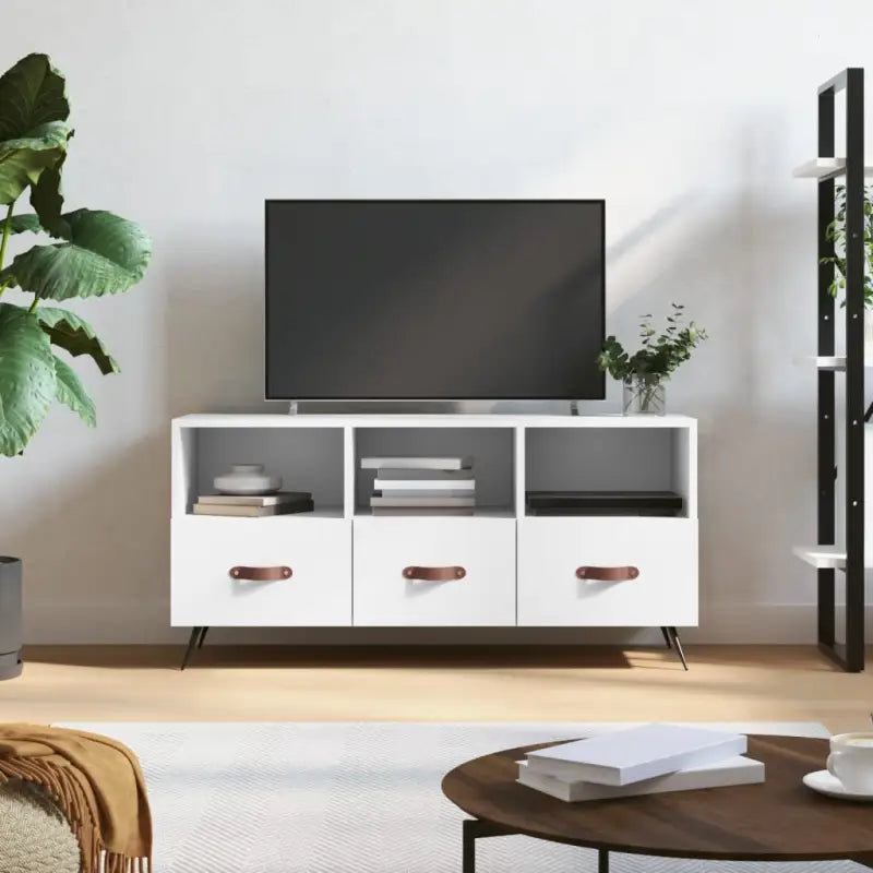 Tv-meubels met bewerkt hout en ijzeren poten voor een trendy uitstraling - Wit / 1 - Tv-meubels
