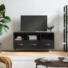 Tv-meubels met bewerkt hout en ijzeren poten voor een trendy uitstraling - Zwart / 1 - Tv-meubels