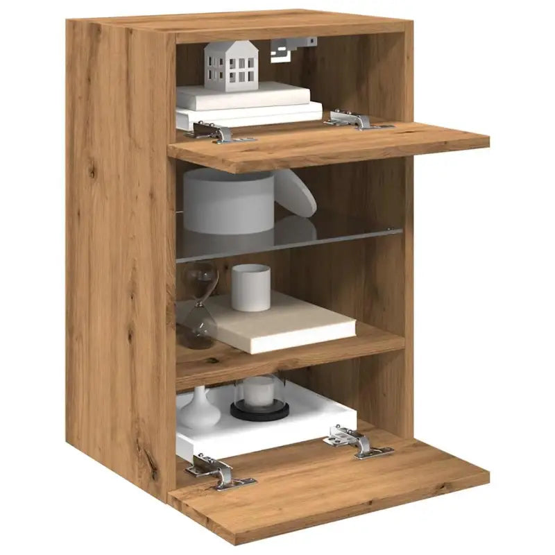 Tv-meubels met duurzame bewerkte hout en rgb led-verlichting - artisanaal eikenkleurig / 2 / 40 cm - Tv-meubels