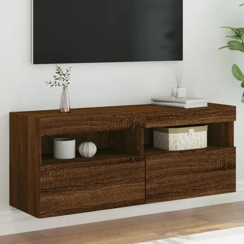Tv-meubels met duurzame bewerkte hout en rgb led-verlichting - bruin eikenkleur / 1 / 100 cm - Tv-meubels