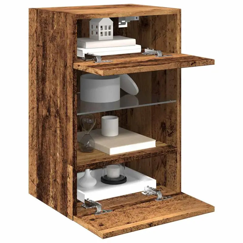 Tv-meubels met duurzame bewerkte hout en rgb led-verlichting - Oud hout / 2 / 40 cm - Tv-meubels