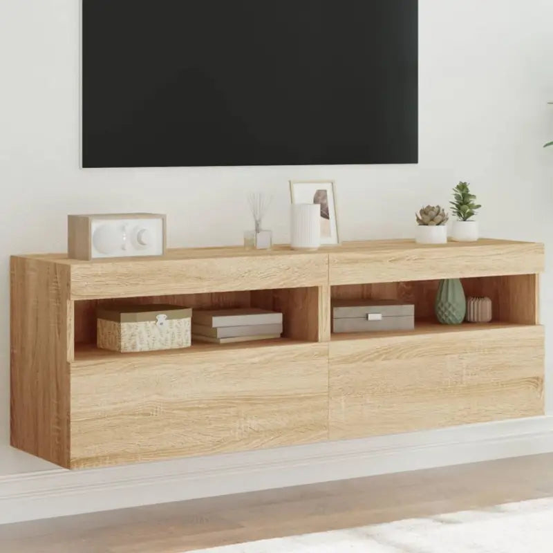 Tv-meubels met duurzame bewerkte hout en rgb led-verlichting - Sonoma eiken / 2 / 60 cm - Tv-meubels
