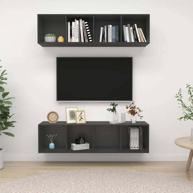 Tv-meubels met opbergruimte die je muur flexibel kunnen ophangen - Grijs / 2 - Tv-meubels