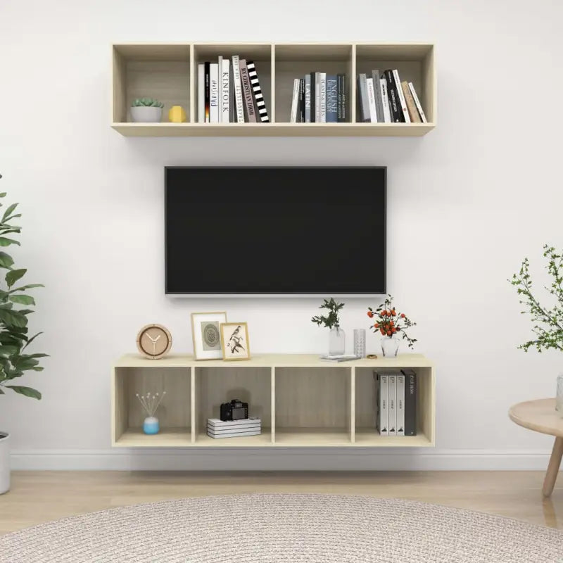 Tv-meubels met opbergruimte die je muur flexibel kunnen ophangen - Sonoma eiken / 2 - Tv-meubels