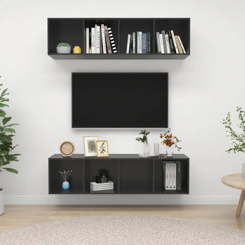 Tv-meubels met opbergruimte die je muur flexibel kunnen ophangen - Hoogglans grijs / 2 - Tv-meubels