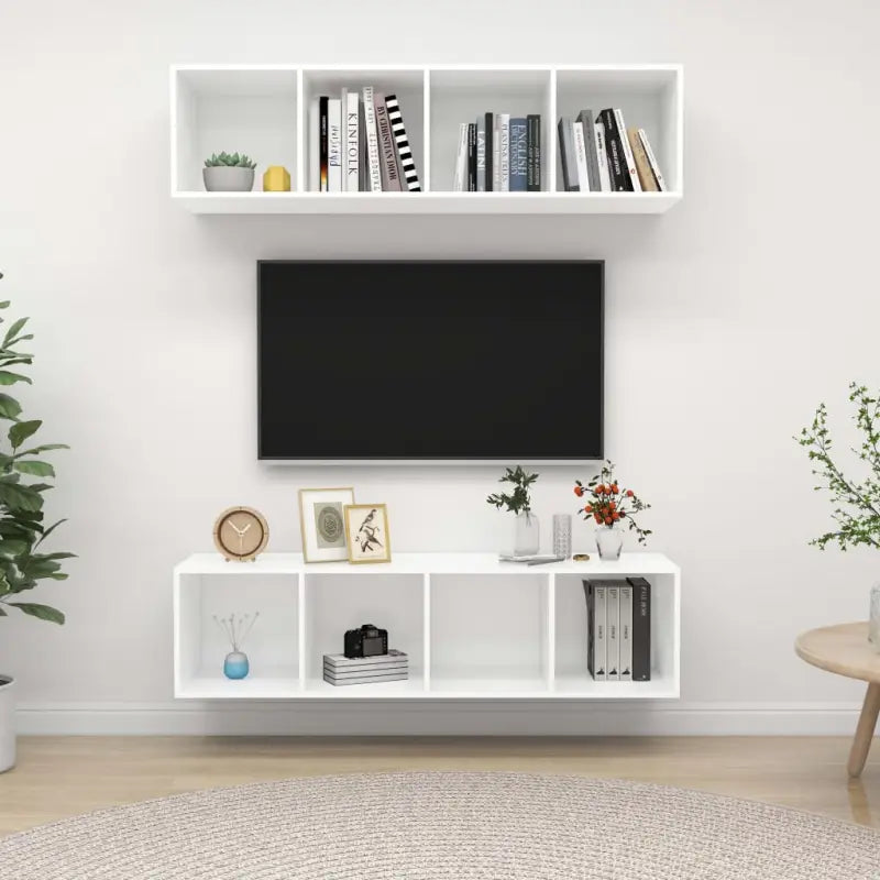 Tv-meubels met opbergruimte die je muur flexibel kunnen ophangen - Wit / 2 - Tv-meubels