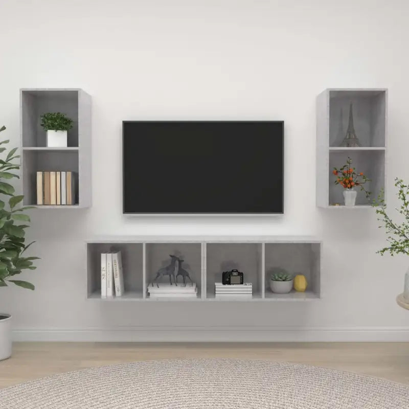 Tv-meubels met opbergruimte en muurbeugelopties - Betongrijs / 4 - Tv-meubels