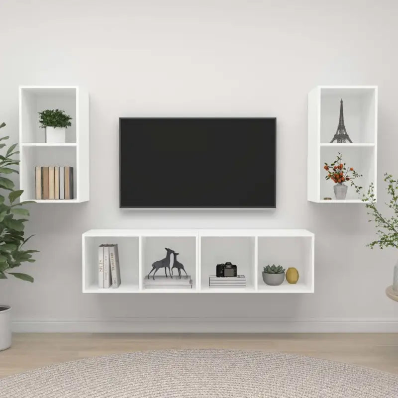 Tv-meubels met opbergruimte en muurbeugelopties - Wit / 4 - Tv-meubels