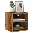 Tv-meubels met RGB LED-verlichting en glazen plaat voor moderne uitstraling - Oud hout / 2 / 30 cm - Tv-meubels