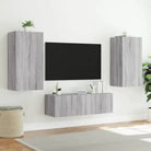 Tv-meubels met RGB LED-verlichting in grijs Sonoma met bewerkt hout - Tv-meubels