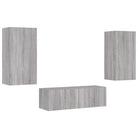 Tv-meubels met RGB LED-verlichting in grijs Sonoma met bewerkt hout - Tv-meubels