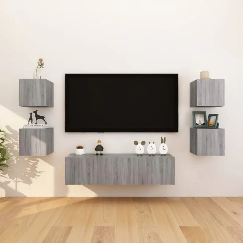 Tv-meubels met strak design en gemakkelijk schoon te maken hout - Grijs sonoma / 8 - Tv-meubels