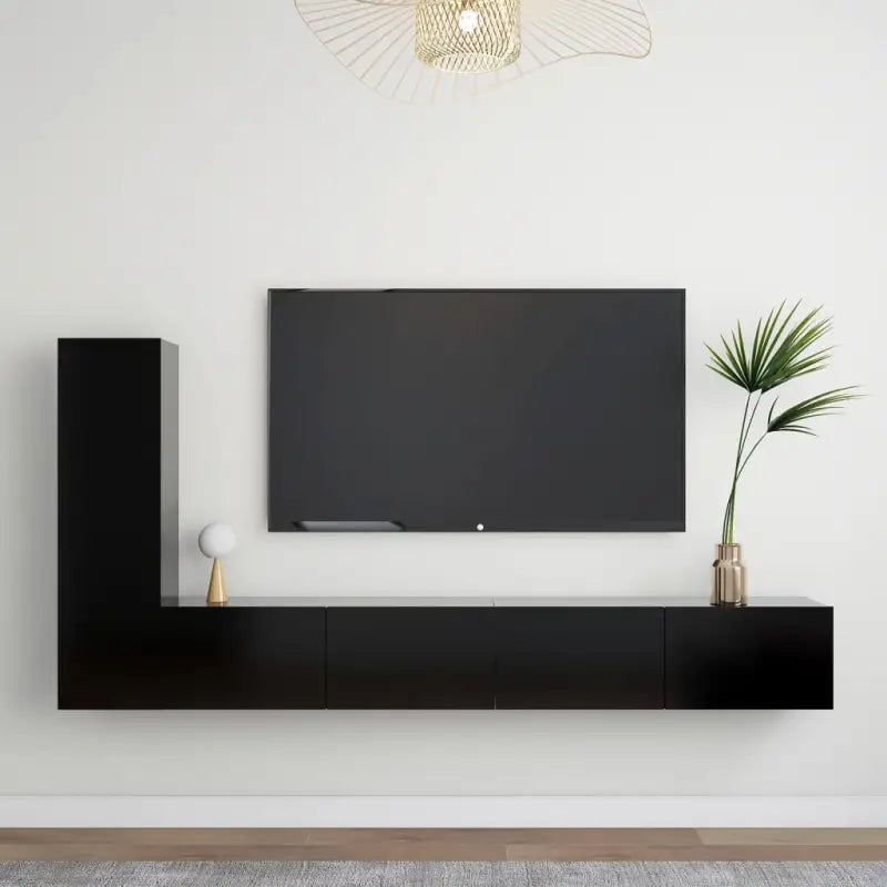 Tv-meubels muurbevestigd met opbergruimte voor een moderne woonstijl - Zwart / 3 / 100 cm - Tv-meubels