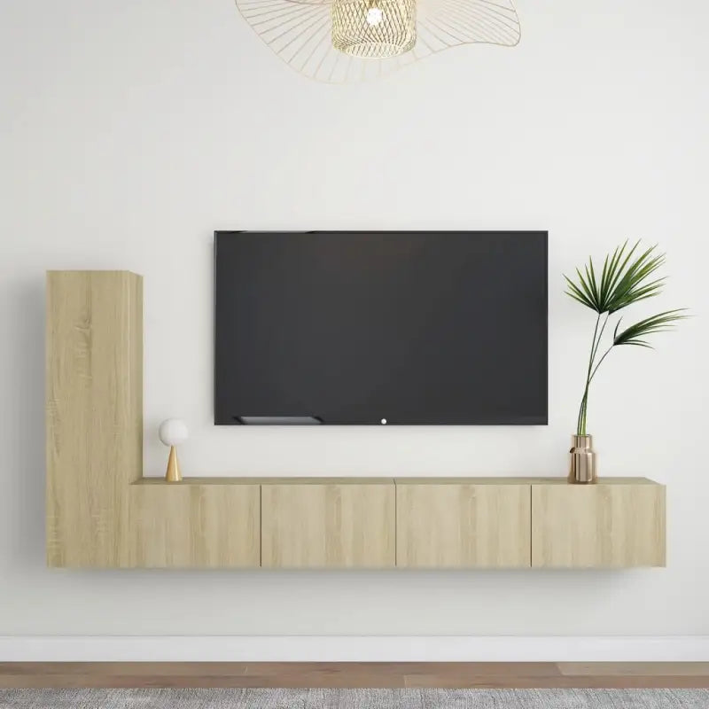 Tv-meubels muurbevestigd met opbergruimte voor een moderne woonstijl - Sonoma eiken / 3 / 100 cm - Tv-meubels