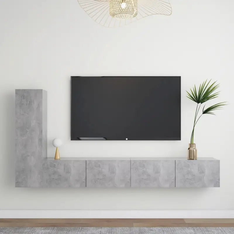 Tv-meubels muurbevestigd met opbergruimte voor een moderne woonstijl - Betongrijs / 3 / 100 cm - Tv-meubels