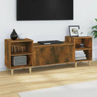 Tv-meubels van bewerkt hout in hoogglans wit met stijl en stabiliteit - Gerookt eiken / 1 - Tv-meubels