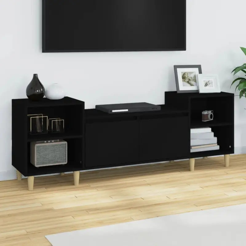 Tv-meubels van bewerkt hout in hoogglans wit met stijl en stabiliteit - Zwart / 1 - Tv-meubels