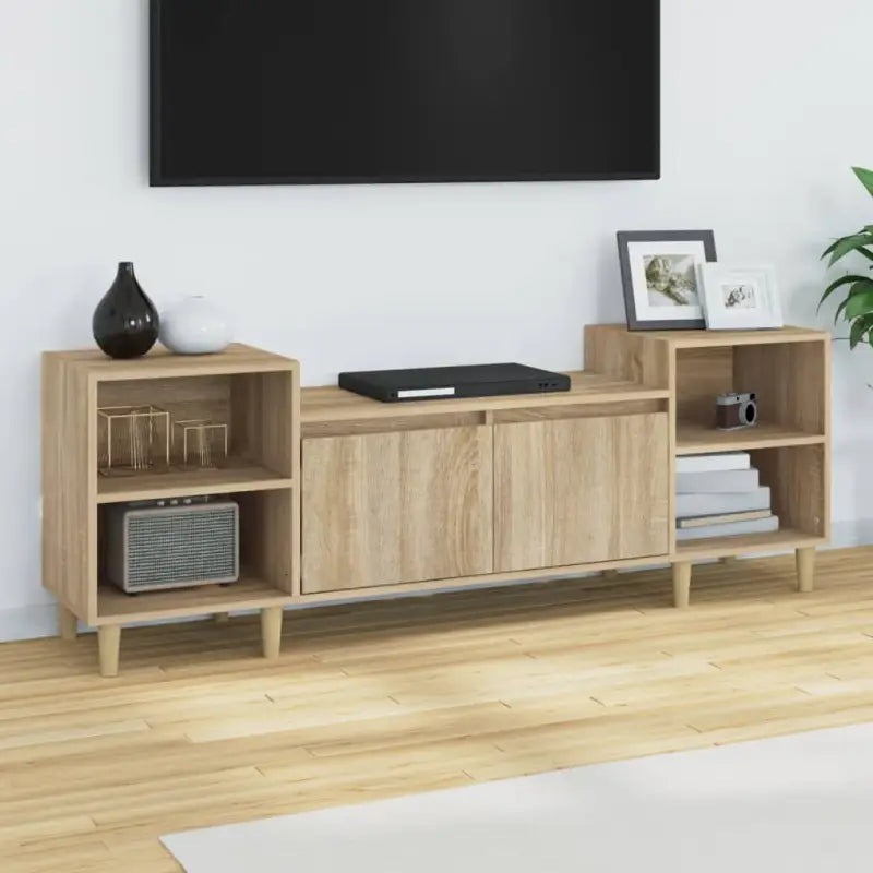 Tv-meubels van bewerkt hout in hoogglans wit met stijl en stabiliteit - Sonoma eiken / 1 - Tv-meubels
