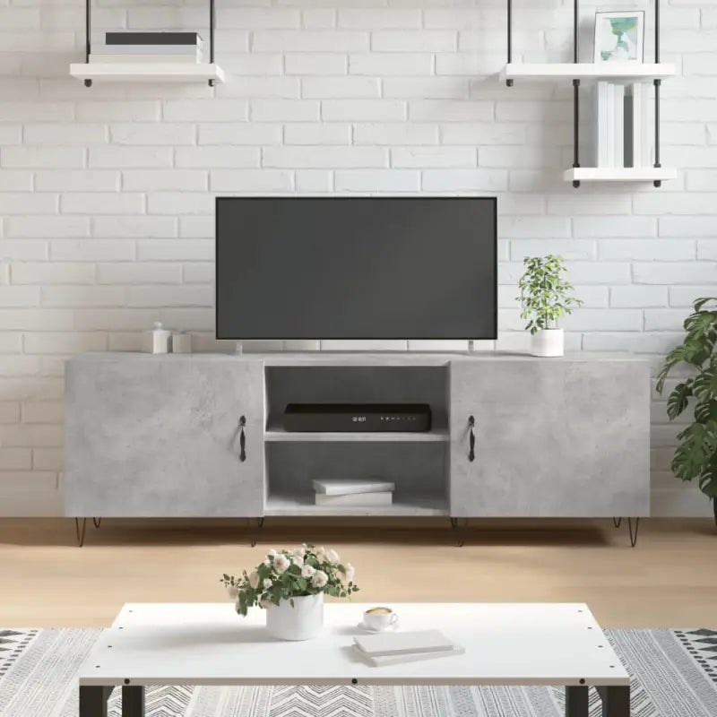 Tv-meubels van bewerkt hout met ijzeren poten voor een trendy uitstraling - Betongrijs / 1 - Tv-meubels