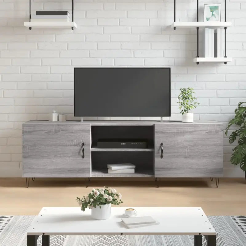 Tv-meubels van bewerkt hout met ijzeren poten voor een trendy uitstraling - Grijs sonoma / 1 - Tv-meubels