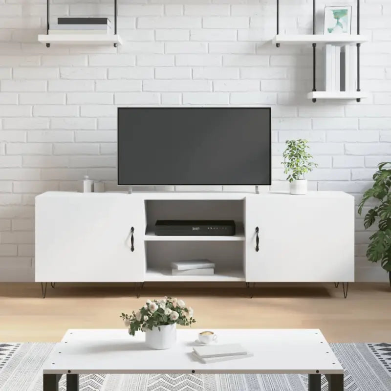 Tv-meubels van bewerkt hout met ijzeren poten voor een trendy uitstraling - Wit / 1 - Tv-meubels