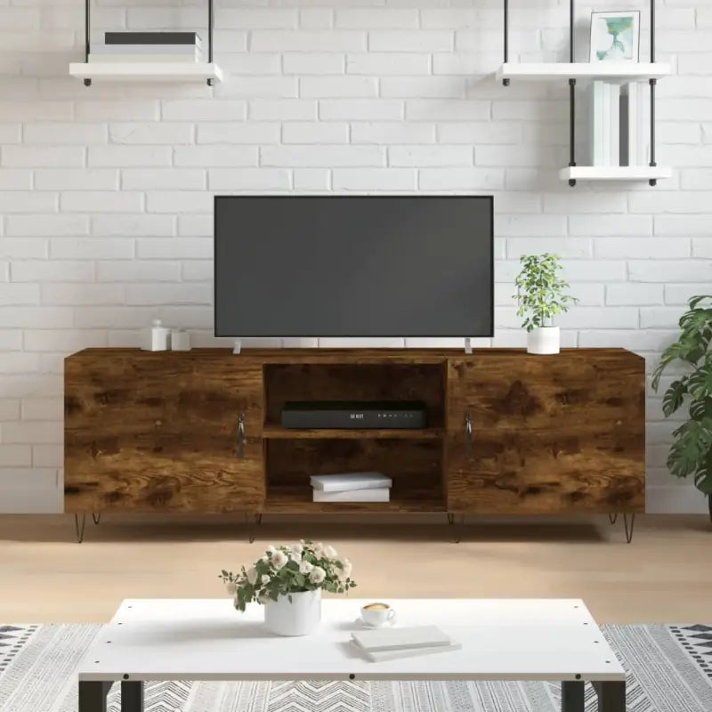 Tv-meubels van bewerkt hout met ijzeren poten voor een trendy uitstraling - Gerookt eiken / 1 - Tv-meubels